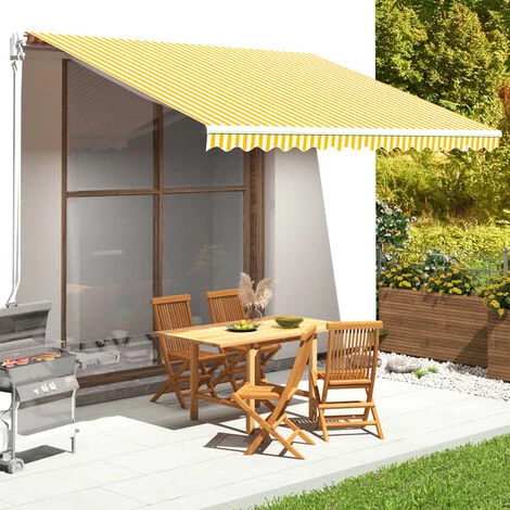 LANGRAY Tissu De Remplacement Pour Auvent Jaune Et Blanc 4,5x3,5 M Maison & Jardin 3 LANGRAY Tissu De Remplacement Pour Auvent Jaune Et Blanc 4,5x3,5 M Maison & Jardin