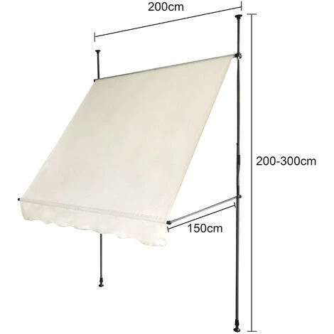 SVITA Marquise à Pince 200x150cm Marquise De Balcon Protection Solaire Marquise Beige Crème 4 SVITA Marquise à Pince 200x150cm Marquise De Balcon Protection Solaire Marquise Beige Crème - Image 2