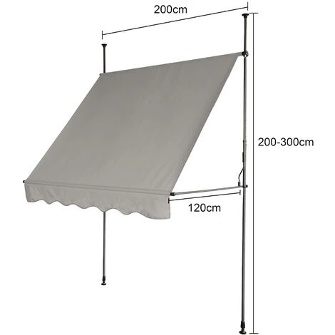 SVITA Store à Pince 200x120cm Store Balcon Protection Solaire Store Gris Clair Gris 4 SVITA Store à Pince 200x120cm Store Balcon Protection Solaire Store Gris Clair Gris - Image 2