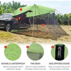 ASUPERMALL Auvent De Voiture, Auvent Lateral De Coffre De Vehicule, Approprie Pour Le Camping Exterieur, La Randonnee Et La Peche, Beige -Tente de réception Soldes 53855489 4