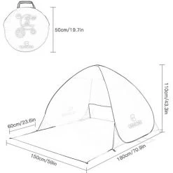 KEUMER 70.9X59X43.3 Pouces Automatique Pop-Up Tente De Plage Anti Uv Abri Soleil Cabana Pour Camping Peche Randonnee Pique-Nique, Type A -Tente de réception Soldes 53985668 4