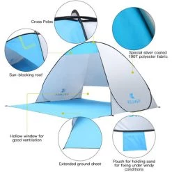 KEUMER 70.9X59X43.3 Pouces Automatique Pop-Up Tente De Plage Anti Uv Abri Soleil Cabana Pour Camping Peche Randonnee Pique-Nique, Type A -Tente de réception Soldes 53985668 5