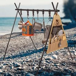 LIFCAUSAL Tente Extérieure Camping En Aluminium Portable Trépied étagère Pliante Touriste étendoir Camping Cintre -Tente de réception Soldes 54006039 5