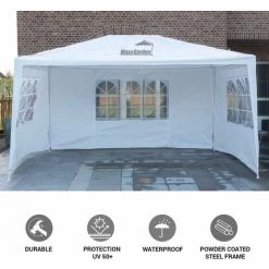 Tente De Réception - 3x4m - 12m² - Tonnelle De Jardin Avec Panneaux Latéraux - Fenêtres Hydrofuges - Blanc - MaxxGarden -Tente de réception Soldes 54009863 2