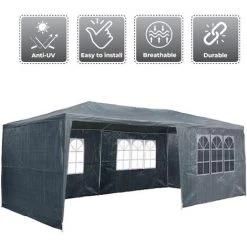 Tente De Réception - 3x6m - 18m² - Avec Panneaux Latéraux - Fenêtres Hydrofuges - Anthracite - MaxxGarden -Tente de réception Soldes 54009932 4