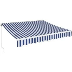 AICOK Auvent Rétractable, Auvent à Bras Repliable Avec Manivelle, Protection Solaire, Anti-UV Et Étanche, En Métal Et Polyester, Pour Cour, Balcon, Restaurant, Café (300 X 250 Cm, Bleu-Blanc)