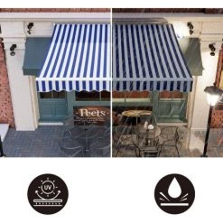 AICOK Auvent Rétractable, Auvent à Bras Repliable Avec Manivelle, Protection Solaire, Anti-UV Et Étanche, En Métal Et Polyester, Pour Cour, Balcon, Restaurant, Café (300 X 250 Cm, Bleu-Blanc) 10 AICOK Auvent Rétractable, Auvent à Bras Repliable Avec Manivelle, Protection Solaire, Anti-UV Et Étanche, En Métal Et Polyester, Pour Cour, Balcon, Restaurant, Café (300 X 250 Cm, Bleu-Blanc) -Tente de réception Soldes 54027905 4