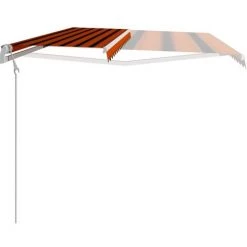 Hommoo Auvent Retractable Automatique 450x300 Cm Orange Et Blanc -Tente de réception Soldes 54056898 5