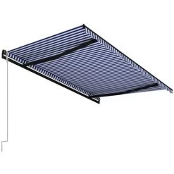Hommoo Auvent Retractable Automatique 450x300 Cm Bleu Et Blanc -Tente de réception Soldes 54056956 4