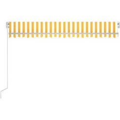 Hommoo Auvent Manuel Retractable Avec LED 400x350 Cm Jaune Et Blanc -Tente de réception Soldes 54058353 4