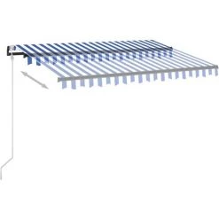 Hommoo Auvent Automatique Capteur De Vent/LED 350x250 Cm Bleu Et Blanc -Tente de réception Soldes 54059452 3