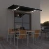 Hommoo Auvent Manuel Retractable Avec LED 300x250 Cm Anthracite -Tente de réception Soldes 54060297 1