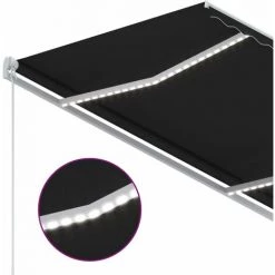 Hommoo Auvent Manuel Retractable Avec LED 300x250 Cm Anthracite -Tente de réception Soldes 54060297 5