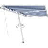 Hommoo Auvent Manuel Retractable Sur Pied 300x250 Cm Bleu/Blanc -Tente de réception Soldes 54060309 1