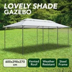 Hommoo Belvedere 600x298x270 Cm Blanc 180 G/m² -Tente de réception Soldes 54060491 3