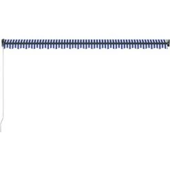 Hommoo Auvent Manuel Retractable Avec LED 500x300 Cm Bleu Et Blanc -Tente de réception Soldes 54061073 5