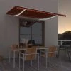 Hommoo Auvent Manuel Retractable Avec LED 450x300 Cm Orange Et Marron -Tente de réception Soldes 54061819 1