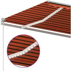 Hommoo Auvent Manuel Retractable Avec LED 450x300 Cm Orange Et Marron -Tente de réception Soldes 54061819 5