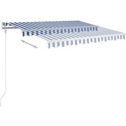 Hommoo Auvent Manuel Retractable Avec LED 3x2,5 M Bleu Et Blanc 9 Hommoo Auvent Manuel Retractable Avec LED 3x2,5 M Bleu Et Blanc -Tente de réception Soldes 54061865 3