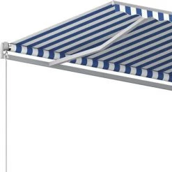 Hommoo Auvent Manuel Retractable 450x350 Cm Bleu Et Blanc 11 Hommoo Auvent Manuel Retractable 450x350 Cm Bleu Et Blanc -Tente de réception Soldes 54062166 5