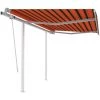 Hommoo Auvent Manuel Retractable Avec Poteaux 3x2,5 M Orange Et Marron -Tente de réception Soldes 54062203 1