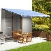 Hommoo Tissu De Remplacement Pour Auvent Bleu Et Blanc 5x3,5 M -Tente de réception Soldes 54062705 1