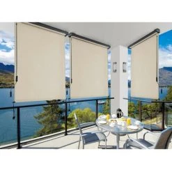 WEBMARKETPOINT Store Enrouleur Extérieur Aluminium Beige Manuel 120 Cm Xh 250