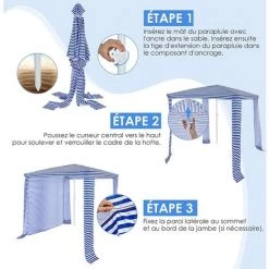 COSTWAY Tonnelle De Jardin Pliante 202 X 202 X 233-270 Cm Paroi Latérale Détachable, 4 Sacs De Sable Pour Plage, Camping Bleu -Tente de réception Soldes 54122623 5