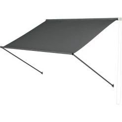 AICOK Store Banne Manuel, Auvent Rétractable, Store De Balcon En Métal Et Polyester - Imperméable - Résistant Aux UV - Hauteur Réglable - Pour Terrasse, Fenêtre | 250 X 120 Cm | Gris