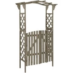 VidaXL Pergola Avec Portail 116x40x204 Cm Gris Bois De Sapin Massif - Gris