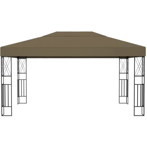 Hommoo Tonnelle 3x4 M Taupe Tissu 4 Hommoo Tonnelle 3x4 M Taupe Tissu – Image 2