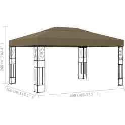 Hommoo Tonnelle 3x4 M Taupe Tissu 11 Hommoo Tonnelle 3x4 M Taupe Tissu -Tente de réception Soldes 54148916 5