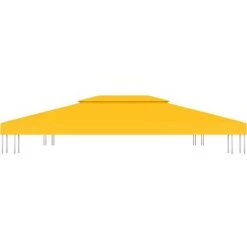 Hommoo Toile De Toit De Belvedere 2 Niveaux 310 G/m² 4x3 M Jaune -Tente de réception Soldes 54151760 5