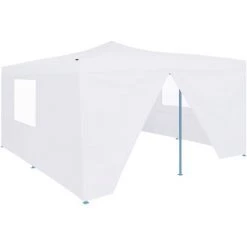 Hommoo Belvedere Pliable Avec 4 Parois 5x5 M Blanc -Tente de réception Soldes 54154720 2