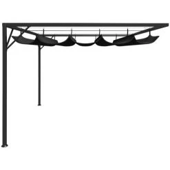 Hommoo Belvedere De Mur De Jardin A Auvent Retractable 3x3m Anthracite -Tente de réception Soldes 54167858 3