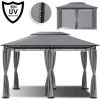 KESSER® - Pavillon 3 X 4 m Parois Latérales Avec Fermetures à Glissière Incluses, Chapiteau Carré Tente De Réception Tonnelle Tente De Jardin De Luxe Pavillon De Jardin Protection UV 50+, Gris -Tente de réception Soldes 54186544 1