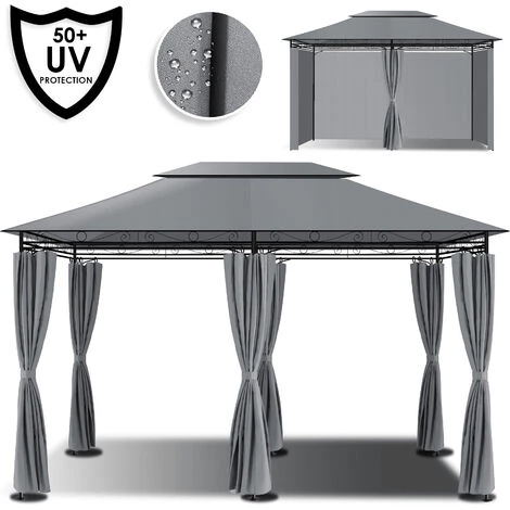 KESSER® - Pavillon 3 X 4 m Parois Latérales Avec Fermetures à Glissière Incluses, Chapiteau Carré Tente De Réception Tonnelle Tente De Jardin De Luxe Pavillon De Jardin Protection UV 50+, Gris 3 KESSER® - Pavillon 3 X 4 m Parois Latérales Avec Fermetures à Glissière Incluses, Chapiteau Carré Tente De Réception Tonnelle Tente De Jardin De Luxe Pavillon De Jardin Protection UV 50+, Gris