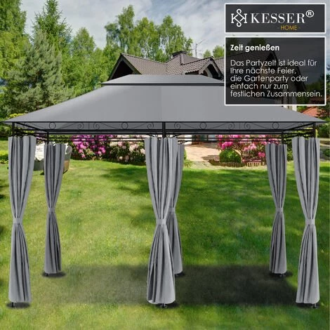 KESSER® - Pavillon 3 X 4 m Parois Latérales Avec Fermetures à Glissière Incluses, Chapiteau Carré Tente De Réception Tonnelle Tente De Jardin De Luxe Pavillon De Jardin Protection UV 50+, Gris 6 KESSER® - Pavillon 3 X 4 m Parois Latérales Avec Fermetures à Glissière Incluses, Chapiteau Carré Tente De Réception Tonnelle Tente De Jardin De Luxe Pavillon De Jardin Protection UV 50+, Gris - Image 4