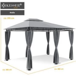 KESSER® - Pavillon 3 X 4 m Parois Latérales Avec Fermetures à Glissière Incluses, Chapiteau Carré Tente De Réception Tonnelle Tente De Jardin De Luxe Pavillon De Jardin Protection UV 50+, Gris 11 KESSER® - Pavillon 3 X 4 m Parois Latérales Avec Fermetures à Glissière Incluses, Chapiteau Carré Tente De Réception Tonnelle Tente De Jardin De Luxe Pavillon De Jardin Protection UV 50+, Gris -Tente de réception Soldes 54186544 5