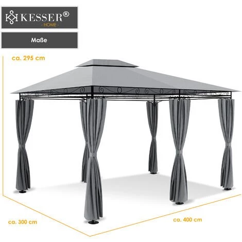 KESSER® - Pavillon 3 X 4 m Parois Latérales Avec Fermetures à Glissière Incluses, Chapiteau Carré Tente De Réception Tonnelle Tente De Jardin De Luxe Pavillon De Jardin Protection UV 50+, Gris 7 KESSER® - Pavillon 3 X 4 m Parois Latérales Avec Fermetures à Glissière Incluses, Chapiteau Carré Tente De Réception Tonnelle Tente De Jardin De Luxe Pavillon De Jardin Protection UV 50+, Gris - Image 5