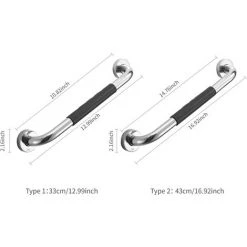 LIFCAUSAL Barre D'appui De Salle De Bain Toilette Douche Baignoire Handicap Soutien équilibre Barre D'appui En Acier Inoxydable Anti-dérapant Caoutchouc Rail De Sécurité 43cm -Tente de réception Soldes 54423470 2