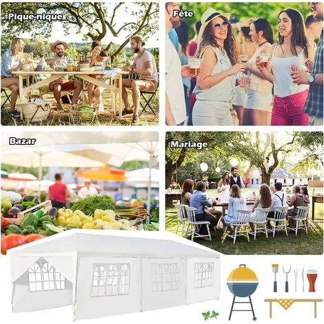 GOPLUS 3x9M /3x6M Tonnelle Tente De Jardin Avec Fenêtres,Tente De Réception Protection Contre Soleil Et Pluie,Chapiteau Gazebo Pour ?vénement Bière Fête Camping(3X9M, 8 B?ches) 6 GOPLUS 3x9M /3x6M Tonnelle Tente De Jardin Avec Fenêtres,Tente De Réception Protection Contre Soleil Et Pluie,Chapiteau Gazebo Pour ?vénement Bière Fête Camping(3X9M, 8 B?ches) – Image 4