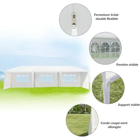 GOPLUS 3x9M /3x6M Tonnelle Tente De Jardin Avec Fenêtres,Tente De Réception Protection Contre Soleil Et Pluie,Chapiteau Gazebo Pour ?vénement Bière Fête Camping(3X9M, 8 B?ches) 7 GOPLUS 3x9M /3x6M Tonnelle Tente De Jardin Avec Fenêtres,Tente De Réception Protection Contre Soleil Et Pluie,Chapiteau Gazebo Pour ?vénement Bière Fête Camping(3X9M, 8 B?ches) – Image 5