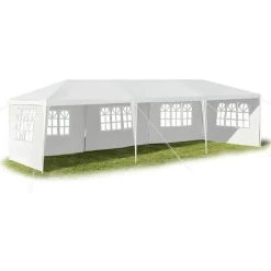 GOPLUS 3x9M /3x6M Tonnelle Tente De Jardin Avec Fenêtres,Tente De Réception Protection Contre Soleil Et Pluie,Chapiteau Gazebo Pour ?vénement Bière Fête Camping (3X9M, 5 B?ches)