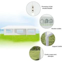 GOPLUS 3x9M /3x6M Tonnelle Tente De Jardin Avec Fenêtres,Tente De Réception Protection Contre Soleil Et Pluie,Chapiteau Gazebo Pour ?vénement Bière Fête Camping (3X9M, 5 B?ches) -Tente de réception Soldes 54451481 3