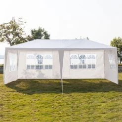 GROSMONDE 3 X 6 M Tente étanche Six Parois Deux Portes Pavillon De Jardin Avec Tubes En Spirale , Blanc -Tente de réception Soldes 54593661 4