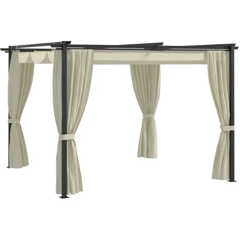 Topdeal Tonnelle Avec Rideaux 3x3 M Crème Acier FF48050_FR 3 Topdeal Tonnelle Avec Rideaux 3x3 M Crème Acier FF48050_FR