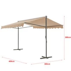 Store Banne Autoportant Selenizza à Double Pente 400 X 300 X 260 Cm Sable [pro.tec] -Tente de réception Soldes 54723487 3