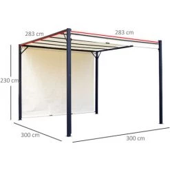 Outsunny Pergola Rétractable Dim. 3L X 3l X 2,3H M Structure Acier époxy Anticorrosion Noir Toile Polyester Haute Densité Crème - Crème 9 Outsunny Pergola Rétractable Dim. 3L X 3l X 2,3H M Structure Acier époxy Anticorrosion Noir Toile Polyester Haute Densité Crème - Crème -Tente de réception Soldes 54817252 3