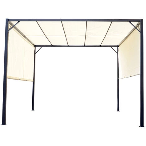 Outsunny Pergola Rétractable Dim. 3L X 3l X 2,3H M Structure Acier époxy Anticorrosion Noir Toile Polyester Haute Densité Crème - Crème 7 Outsunny Pergola Rétractable Dim. 3L X 3l X 2,3H M Structure Acier époxy Anticorrosion Noir Toile Polyester Haute Densité Crème - Crème - Image 5